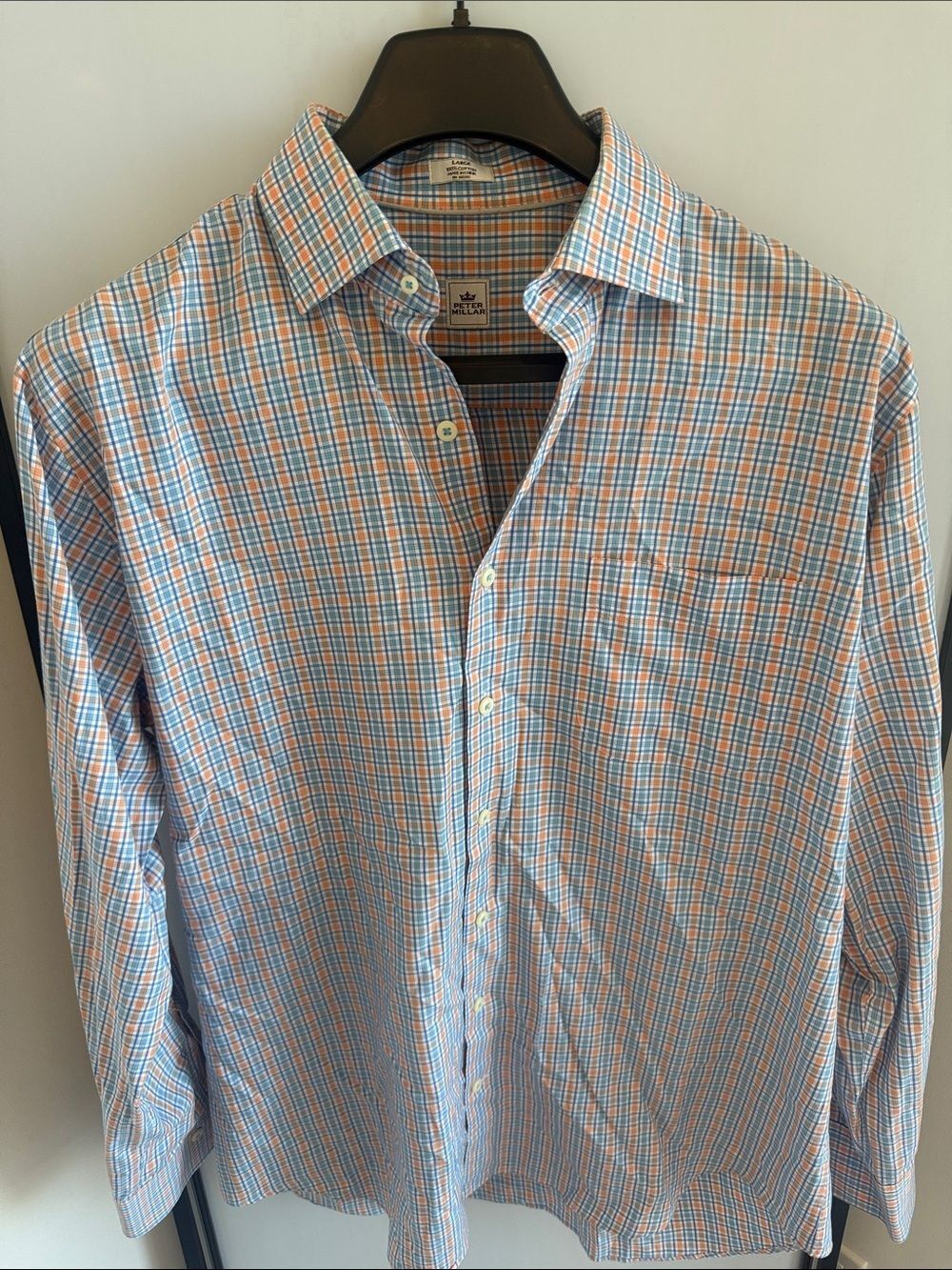 Peter Millar Men's Plaid Button-Down Shirt in Blue & Orange